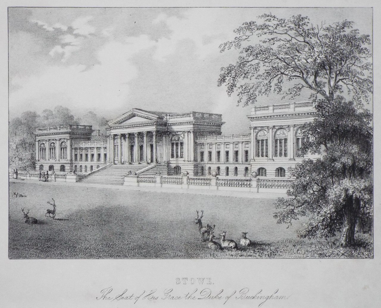 Lithograph - Stowe. The Seat of His Grace the Duke of Buckingham.